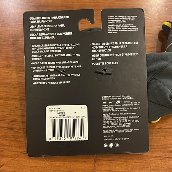 Nike Livestrong Tech Thermal Running Gloves Anthracite/Maize new Women's Medium - Picture 10 of 12